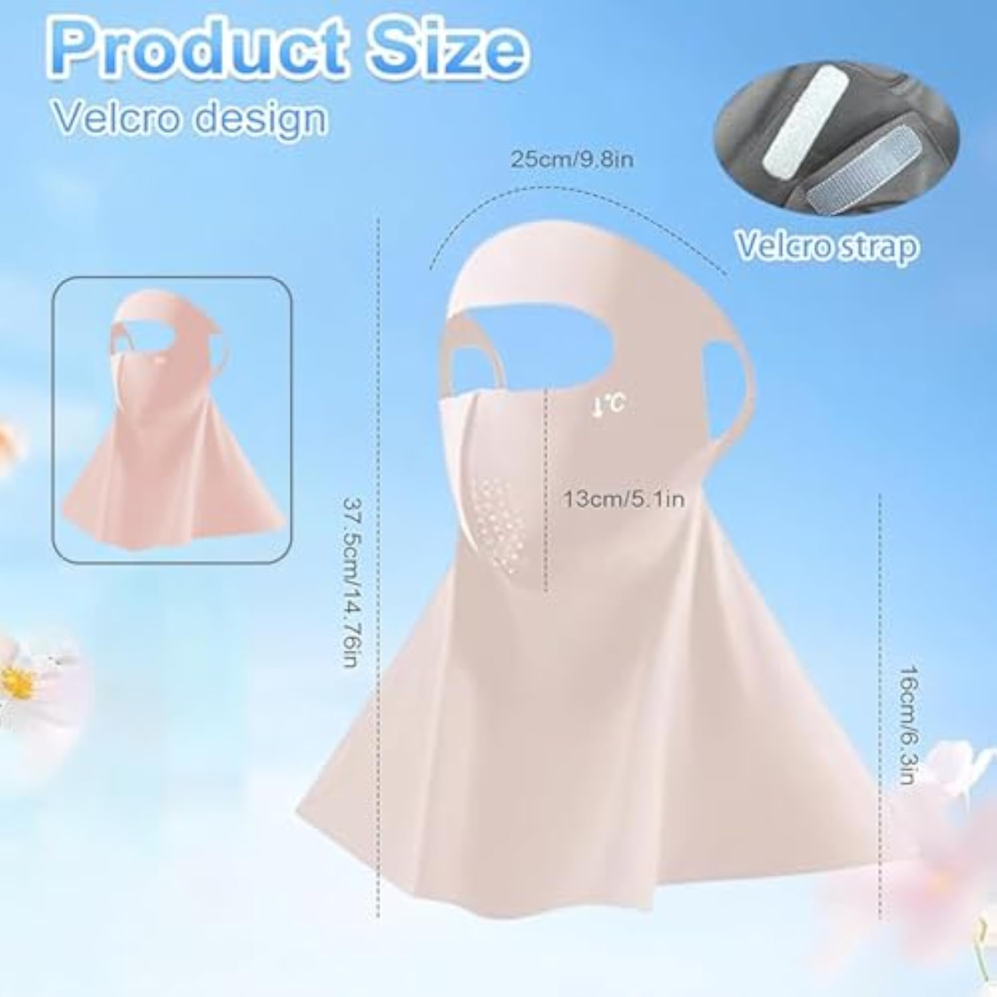 Full Face Mask for Sun Protection, 3D Cover UPF 50+